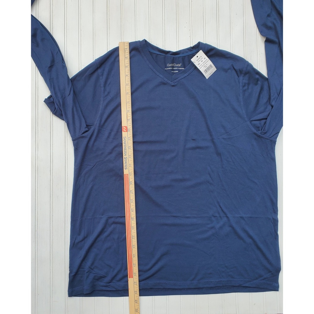 Cuddl Duds Mens XL Navy Blue V-Neck Long Sleeve Base Layer Shirt NEW Outdoor - Picture 2 of 6